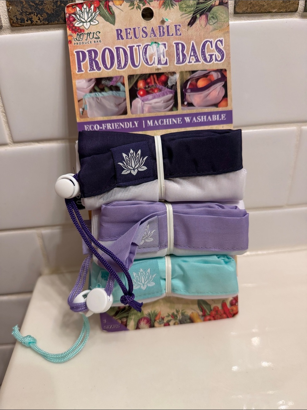 Reusable Produce Bags - Navy, Lavender & Teal